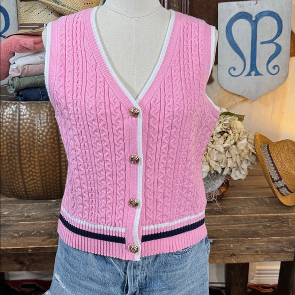 English Factory Sweaters - English Factory Preppy Cable Knit Sweater Vest